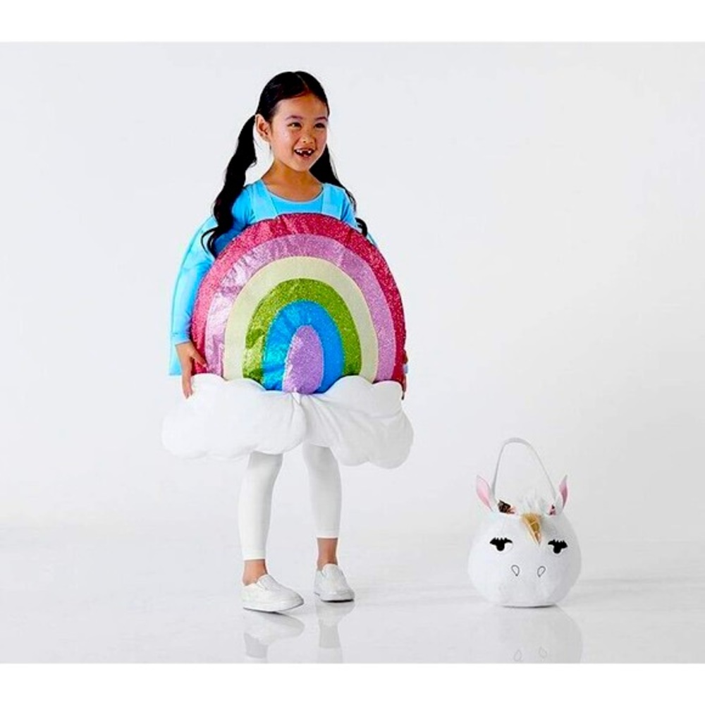 POTTERY BARN KIDS GLITTER RAINBOW EMOJI COSTUME GIRLS SIZE 7-8